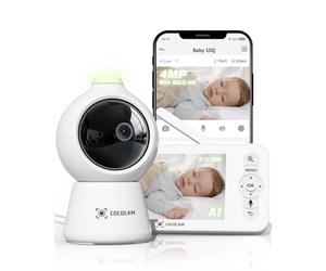 COCOCAM 2K 4MP IA Babyphone Camera avec 5'' Écran, 2,4G/5GHZ WiFi Camera Bebe, Détection Visage Couvert, Album Intelligent, Détection IA, Suivi Auto, Détection Pleurs, Encryptage, Vision Nocturne IR