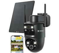 COCOCAM 2K Double Objectif Camera Surveillance WiFi Exterieure sans Fil, 6W Panneau Solaire, Batterie 10000mAh, Double PIR & Détection Humaine IA, Vision Nocturne Couleur, 355°P 90°T, WiFi 2.4G