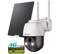 COCOCAM 4G LTE Wireless Outdoor Surveillance Camera, 2K Solar PTZ 4G with SIM Card, PIR Human Detection, AI Recognition, 10000mAh