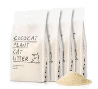 Cococat Litière pour chat au manioc - Fabriquée pour les bacs à litière automatiques (sac de 4 x 2,5 kg/6 l) solide, non parfumée pour un excellent contrôle des odeurs, sans poussière, ramassage