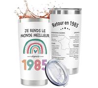 CoCoCherry cadeau 40 ans femme - Mug en Acier Inoxydable personnalisé pour l'anniversaire de 1985, Idées cadeau anniversaire femme 40 ans(1985)