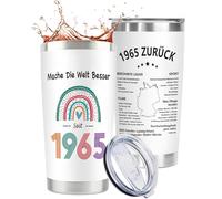 CoCoCherry Cadeau 60 Ans Femme - Mug en Acier Inoxydable personnalisé pour l'anniversaire de 1965, Idées de Cadeaux Originaux pour la Femme de 60 Ans(1965)