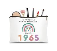 CoCoCherry Cadeau Anniversaire Femme 60 Ans - Cadeau 60 Ans Femme Trousse Maquillage, Cadeau Personnalisé Femme 60 Ans