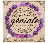 CoCoCherry Cadeau Femme - Bracelet Femme, Cadeau Anniversaire Femme, Cadeau Femme Original Utile, Cadeau Noel Femme, Bracelet Pierre Naturelle Femme Cadeau pour Maman Sœur Amie Collègues (Violet)