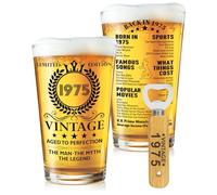 CoCoCherry Verre à bière vintage 1975 pour homme - Cadeau d'anniversaire pour homme, idée cadeau pour papa, mari, collègue, ami et famille