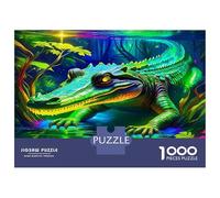 Cocodrilo Jigsaw Puzzles 1000 Pièces pour Adultes, 1000 Pièces Crocodile de la Jungle Grands Cadeaux Défi Amateurs De Puzzle De Jouets 52x38cm/1000pcs