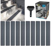 cocofy Stickers Escalier Antidérapants Escaliers Extérieurs | 10 Bandes (61x10) Grises | Surface Spéciale Extérieur Forte Adhérence | Antidérapant Escalier | avec Rouleau de Pose