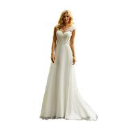 CoCogirls Robe de mariée Boho - Col en O - Applications en dentelle - Robe de princesse - Robe de mariage - Robe de plage - Robe de mariée chaude - Ecru - 36