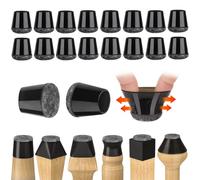FOMYHEARD Protection Pied de Chaise 16 Pièces, Petit Patin de Chaise Protecteurs de Sol en Silicone Noir avec Patins en Feutre, pour sols en Bois Dur et carrelage, sans Bruit (14-18mm)