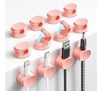 COCOMAX 12 Pack Magnetique Clips Câble,Auto-adhésif Organisateur de Câble,Support Cable pour HDMI/USB/Câbles de Chargement/Maison/Bureau Cable Management-Rose