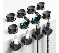 COCOMAX 12 Pack Magnetique Clips Câble,Auto-adhésif Organisateur de Câble,Support Cable pour HDMI/USB/Câbles de Chargement/Maison/Bureau Cable Management-Noir