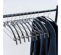 Cocomaya Lot de 10 cintres antidérapants solides pour vêtements - Cintres en métal noir de 43,7 cm, sans épaule, sans marqueur, comprend un cintre pour manteau, pull et t-shirt