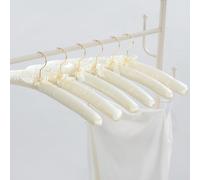 Cocomaya Lot de 5 cintres en satin, 43 cm, ivoire, en soie douce, pour t-shirt, chemise, manteau, robe, haut à bretelles, robe de mariée, pull avec crochets rotatifs en or (crochets ivoire/or, 5)