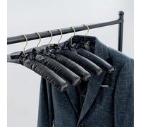 Cocomaya Lot de 5 cintres noirs en satin de 43 cm - Crochets rotatifs - Jolis crochets dorés scintillants - Pour t-shirt, chemise, manteau, robe, haut à bretelles, robe de mariée - Pull avec crochets