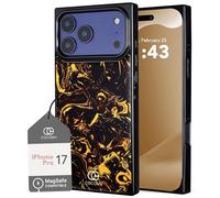 Cocomii - Coque rectangulaire compatible avec iPhone 17 Pro - Compatible avec MagSafe, marbre majestueux, chef-d'œuvre de la nature, brillant, coque magnétique pour iPhone 17 Pro 6,3", noir/doré