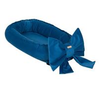 Cocon bébé avec nœud décoratif, réducteur de lit, nid bébé, douillet (couleur: bleu marine)