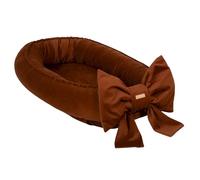 Cocon bébé avec nœud décoratif, réducteur de lit, nid bébé, douillet (couleur: marron)
