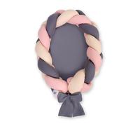 Cocon bébé tressé 2 en 1 - beige-rose foncé-anthracite