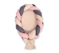 Cocon bébé tressé 2 en 1 - beige-rose foncé-anthracite