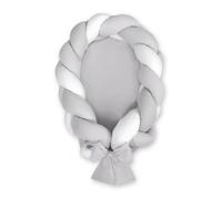 Cocon bébé tressé 2 en 1 - blanc et gris
