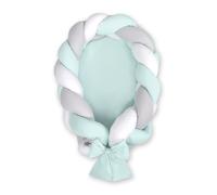 Cocon bébé tressé 2 en 1 - blanc, gris et menthe