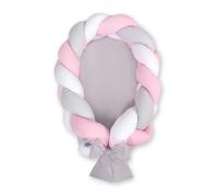 Cocon bébé tressé 2 en 1 - blanc, gris et rose