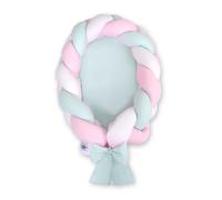 Cocon bébé tressé 2 en 1 - blanc, rose et menthe
