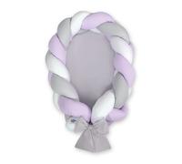 Cocon bébé tressé 2 en 1 - blanc, violet et gris