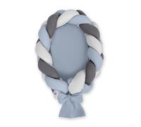 Cocon bébé tressé 2 en 1 - bleu-gris-anthracite sale