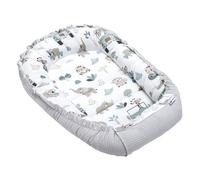 Medi Partners Reducteur de Lit Bebe - Réducteur Bébé 100x60x15cm Cocon et Naissance couffin Nid d'ange 100% Coton Gaufre (Mint Zoo avec Gris Gaufre)