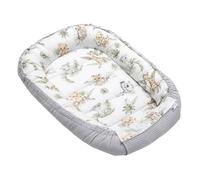 Medi Partners Reducteur de lit Bébé Cocon 100x60x15cm 100% Coton Waffle Baby Nest Nouveau-né Nid de Bébés Oreiller Couverture Fermoir sécurisé (Safari avec Gris Waffle)