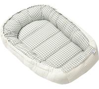 Medi Partners Reducteur de lit Bébé Cocon 100x60x15cm 100% Coton Waffle Baby Nest Nouveau-né Nid de Bébés Oreiller Couverture Fermoir sécurisé (Grille avec Olive Waffle)
