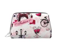 Coconut Beach Hamac imprimé sac de maquillage pour femme portable en cuir sac de maquillage de voyage sac à cosmétiques organisateur, fermeture éclair argentée, Paysage urbain Paris Tour Eiffel France