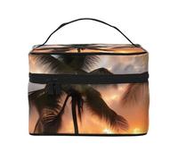Coconut Beach Sunset Hamac Imprimé Portable Voyage Trousse de maquillage polyvalente Fermeture éclair pour trousse de maquillage Grande capacité Polyester Noir Taille unique, Noir/blanc, One Size