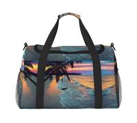 Coconut Beach Sunset Hamac imprimé Sac de voyage à main Sac de voyage pour effets personnels Sac de sport et de fitness Voyage longue distance, Noir , Taille unique