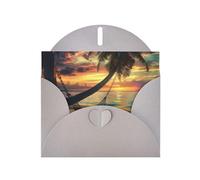 Coconut Beach Sunset Hamac Imprimés Papier nacré Horizontal Festival Carte de vœux pour cartes d'anniversaire et toutes les occasions, Gris