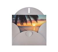 Coconut Beach Sunset Hamac Imprimés Papier nacré Horizontal Festival Carte de vœux pour cartes d'anniversaire et toutes les occasions, Gris