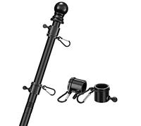 Coconut Flag Pole for House, 5FT Black Stainless Steel Wall Mount Flagpole Suitable for 3x5 American Flags, Perfect for Yard Truck Porch Boat (Flag Pole Only)