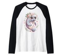 Coconut Girl Manatee Sea Cow Beach Ocean Animal Manche Raglan