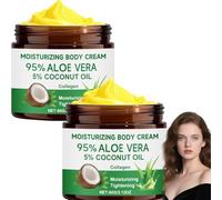 Coconut Oil Aloe Vera Body Butter for Dry Skin, Intense Nourishing Hydration Body Cream for Smooth Soft Skin, Long-Lasting Moisturizer for Women Men, Brightening Improves Skin Tone (2 pièces)