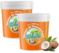 Coconut Oil Cleaning Paste for Kitchen, Multi-Surface Heavy Oil Cleaner, Stain Remover & Cup Cleaner, Air Fryer & Stainless Steel Pan Cleaning (2pc)