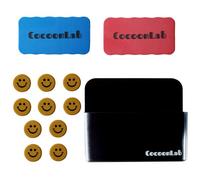 Cocoon Lab Porte Marqueurs Magnétique Pour Tableau Blanc - Kit Complet Avec Brosse, Effaceur, Tampon Aimanté, Éponge, Feutre - Nettoyer Tableau Avec Aimants Puissants (Noir)