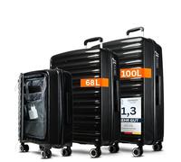 Cocoono Valise bagage à main, compatible avec Ryanair, avec serrure TSA, petite valise, bagage à main, petite valise, valise rigide, bagage à main Ryanair, 55 x 40 x 20 cm, Noir , Set, Valise à coque