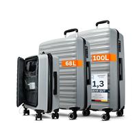 Cocoono Valise bagage à main, compatible avec Ryanair, avec serrure TSA, petite valise, bagage à main, petite valise, valise rigide, bagage à main Ryanair, 55 x 40 x 20 cm, gris, Set, Valise à coque