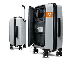 Cocoono Valise bagage à main, compatible avec Ryanair, avec serrure TSA, petite valise, bagage à main, petite valise, valise rigide, bagage à main Ryanair, 55 x 40 x 20 cm, gris, m, Valise à coque