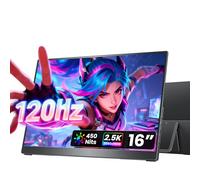 cocopar Portable Monitor 16 inch 2.5K QHD 120Hz 110% sRGB Travel Monitor with Speaker HDMI USB-C Second Screen for Laptop MacBook Surface PC Xbox PS4/5, VESA Mountable, with Kickstand