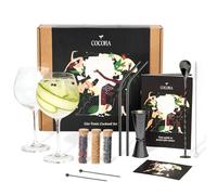 Cocora Gin-Tonic Set Cadeau | Kit Cocktail 11 pièces | Accessoires Gin | Verres à Cocktail Gin Tonic | Épices (Noir)