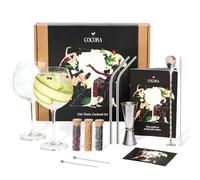 Cocora Gin-Tonic Set Cadeau | Kit Cocktail | 11 pièces | Accessoires Gin | Verres à Cocktail Gin Tonic | Épices (Silver)