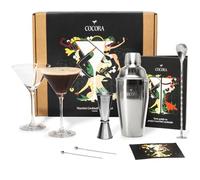 Cocora Set Martini | Set à Cocktail de 9 pièces | Shaker à Cocktail en Acier Inoxydable | Verres à Martini | Kit Barman | Livre de Cocktails (10+ Recettes) | Emballage Cadeau de Luxe (Argent)
