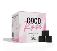 COCOROSE - Charbon naturel de noix de coco premium pour narguilé et barbecue, 26 mm, 1 kg - cubes de charbon de noix de coco chicha et barbecues